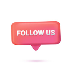 Follow us banner colorful simple. Contact us, follow us metaphor. Vector isolated concept metaphor illustrations. 3D