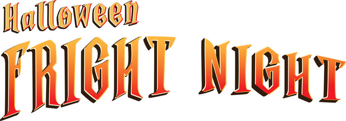 Halloween Fright Night Party Text Banner. Text isolated on transparent background. Halloween. 