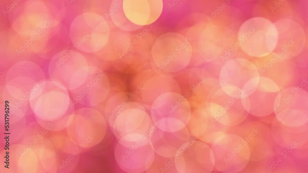 Poster beautiful looping 3d animation of the moving and blinking shining pink and yellow light particles bo