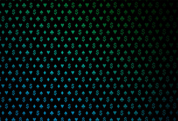 Dark blue, green vector pattern with symbol of cards.