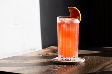 Picture of grapefruit garibaldi cocktail in a highball glass