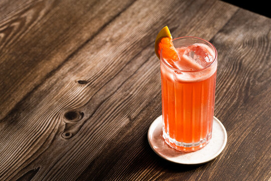 Picture of grapefruit garibaldi cocktail in a highball glass