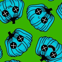 Kawaii cute cartoon Halloween pumpkins seamless pattern for wrapping and fabrics and textiles and kids print
