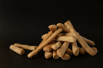Cookies isolated on a black background.