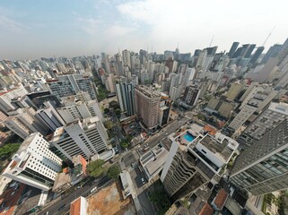 Fototapeta na wymiar Aerial view of São Paulo, in the neighborhood of Jardins. Many residential buildings and a building under construction
