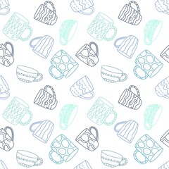 Cartoon color cups seamless pattern for wrapping and kids clothes print and accessories and menu and kitchen textiles