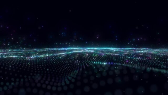 Abstract animated futuristic background. Big data visualization. Network connection. Data transfer. 3d rendering. 4k.