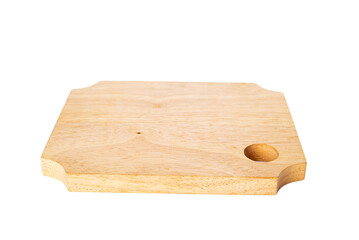 Wooden board with a hole isolated on white background.