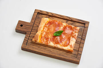 pizza on a board