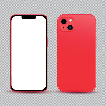 Realistic Mockup Without Background Red Mobile Phone - Vector