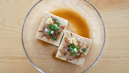 木綿豆腐の冷奴・日本の食べ物