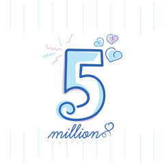 Five million followers or subscribers celebration design with line art style