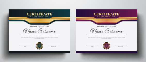 Clean and simple luxury certificate template, Elegant certificate design with dynamic layout - obrazy, fototapety, plakaty
