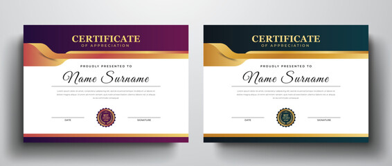 Modern and creative certificate template with best award badge