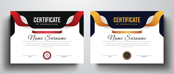 Golden blue or red black color variation creative certificate template	
