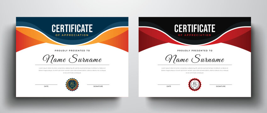 Modern and creative certificate of achievement template for best award	