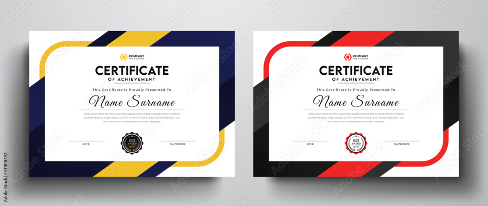 Wall mural clean and simple certificate template for multipurpose i yellow and red color variation corporate ce