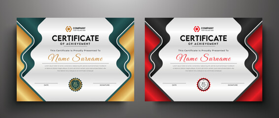 Golden green luxury certificate template with dynamic layout
