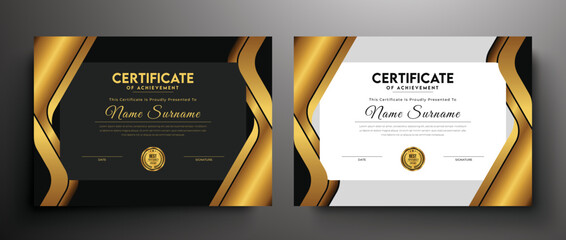 Golden dark black luxury certificate template for best award