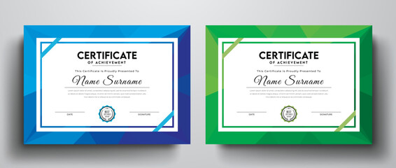 Blue and green color variation professional certificate template