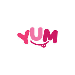 Yum. Yummy word. Vector lettering.

