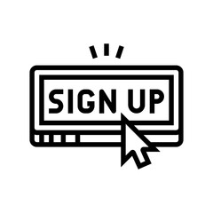 sign up registration line icon vector. sign up registration sign. isolated contour symbol black illustration