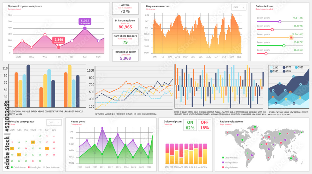 Poster infographic chart vector template. annual statistics curve graph design. market data diagrams. graph