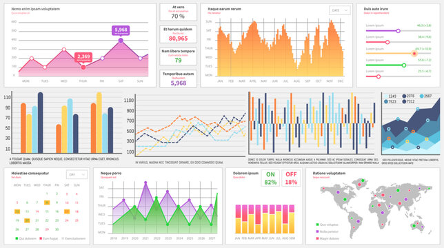 Infographic Chart Vector Template. Annual Statistics Curve Graph Design. Market Data Diagrams. Graphic Information Visualization And Analysis. Statistical Indicators And Frequency Of Data Changes