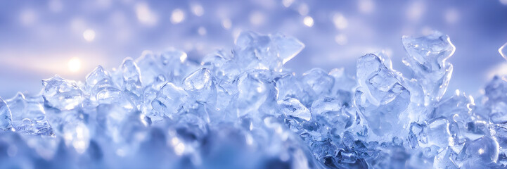 Blue Ice Background. Christmas Ice texture, Winter background. Banner size