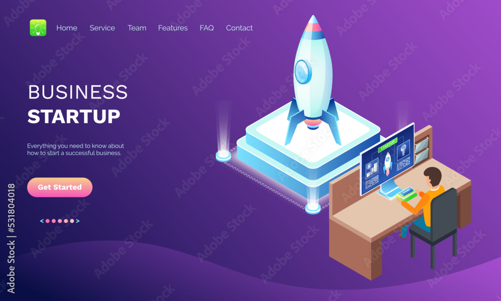 Poster startup new business project. development process. innovation product, creative idea. start up launc