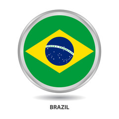 Brazil  flag badge, icon, button, vector series