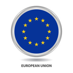 European Union round flag design is used as badge, button, icon, wall painting