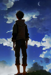 child on the top of the mountain