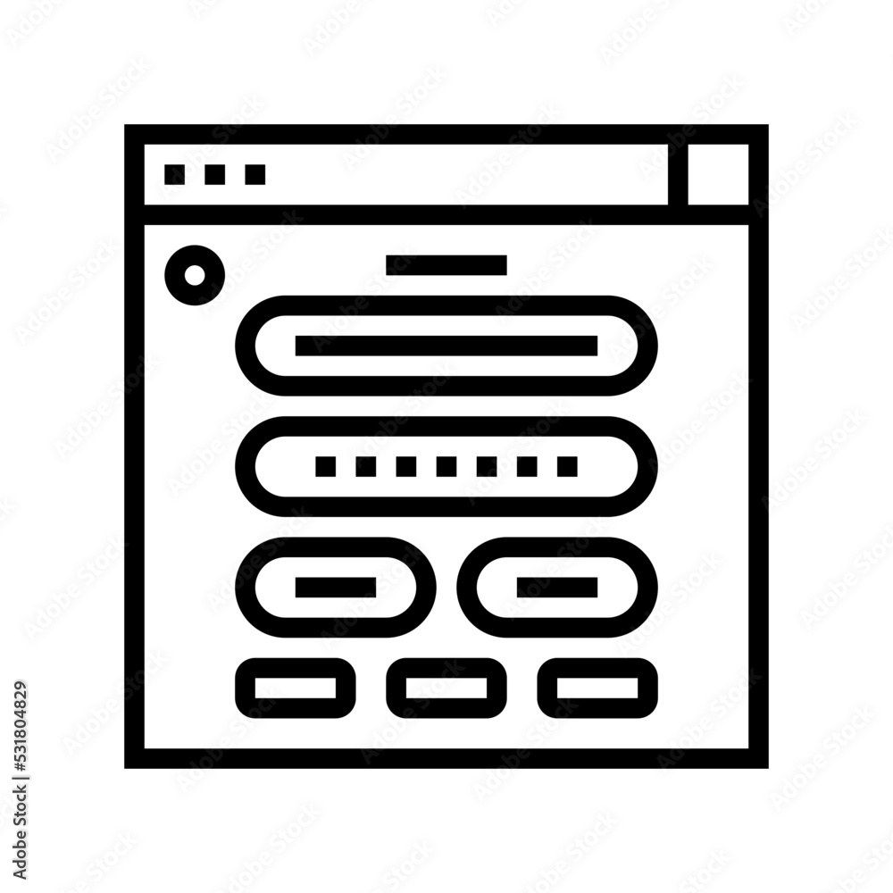 Poster web form registration line icon vector. web form registration sign. isolated contour symbol black il