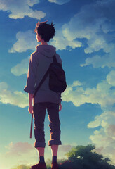 child on the top of the mountain