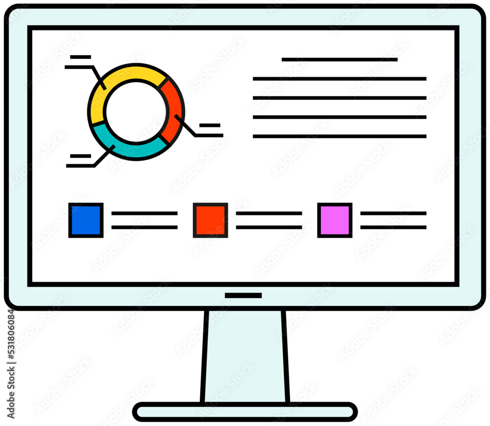 Poster financial accounting and work with statistics concept. business process diagram computer app. data a
