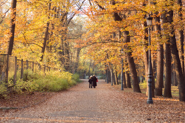 Couple having a walk in Borisova gradina park in Sofia, Bulgaria