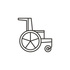 wheel chair icon line vector illustration, medicine and healthcare, disabled sign vector graphics, a linear pattern on a white background, eps 10.