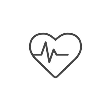 Heart beat black vector icon. cardiology wave monitor heart icon black on white background