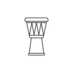 single djembe icon. African hand drum or djembe drum in vector icon. musical and instrument, african wood djembe sign, vector graphics, a line pattern on a white background, eps 10.