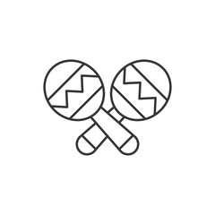 Crossed maracas, rumba shakers or shac-shacs musical instrument flat vector icon for music apps and websites