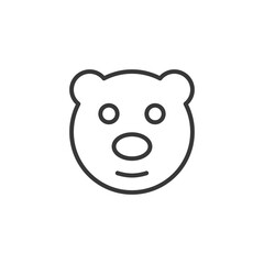 Cute cartoon bear face. Teddy bear plush toy line art icon for apps and websites