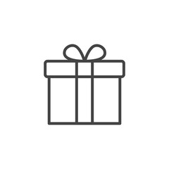 Gift box with ribbon line icon, outline vector sign, linear style pictogram isolated on white. Symbol, logo illustration. Editable stroke. Pixel perfect