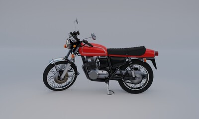 3d illustration, motorcycle, gray background, 3d rendering.
