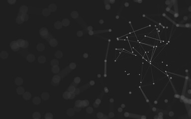Abstract background. Molecules technology with polygonal shapes, connecting dots and lines. Connection structure. Big data visualization.