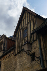 Fototapeta na wymiar typical Old half timbered house in Quartier du Vaugueux in city of Caen, Normandy, France
