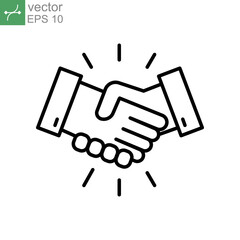 Commitment and trust. Hand shake agreement in business for contract sign partnership and decision making collaboration. Deal icon. Vector illustration. Design on white background. EPS 10