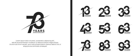 set of anniversary logotype black color on white background for celebration moment