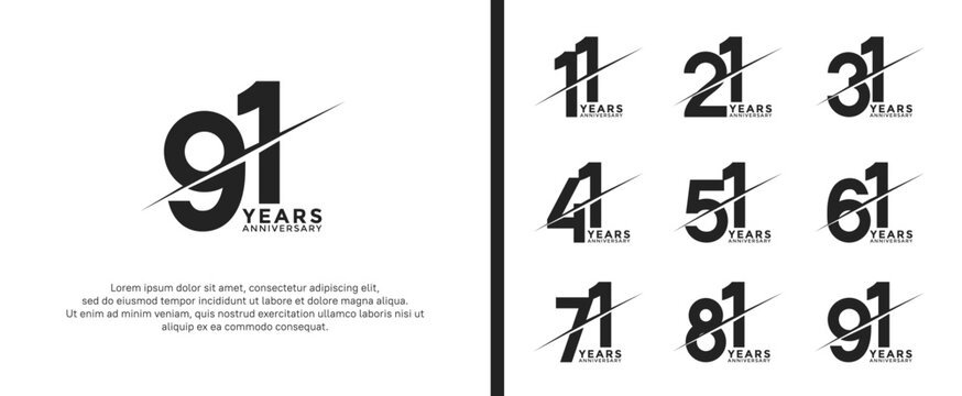 set of anniversary logotype black color on white background for celebration moment