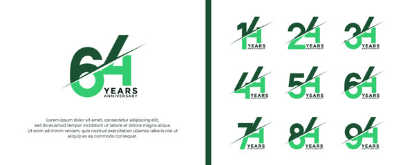 set of anniversary logotype green color on white background for celebration moment